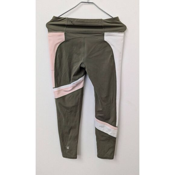 Womens Sweaty Betty Leggings Small 7/8 24” Gray Pink Full Length Zip Pocket - Picture 2 of 8